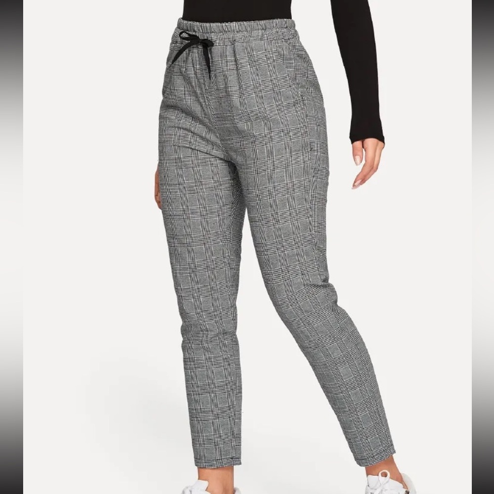 plaid drawstring pants
